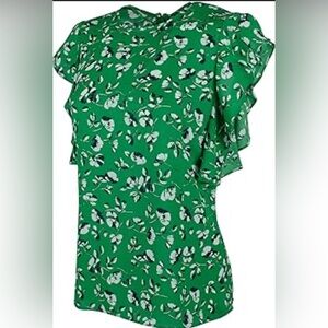 LAUREN RALPH LAUREN Women's Floral Georgette Ruffle Sleeve Top